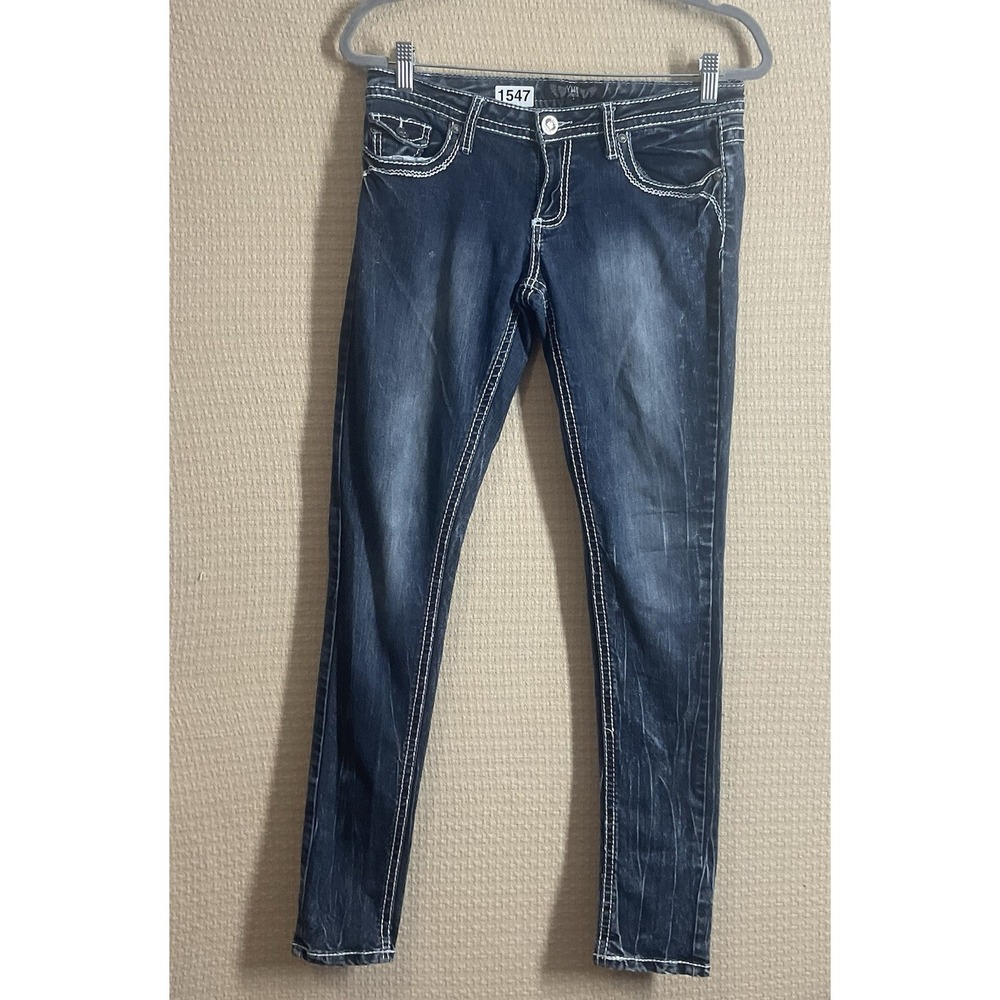 YMIâ Jeans Women's Size 7 Acid Wash 30x 31 Low Rise Skinny Blue Ankle Pants